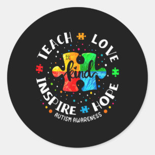 Autisme Bewustzijn Leraar Shirt Autisme Bewustzijn Ronde Sticker