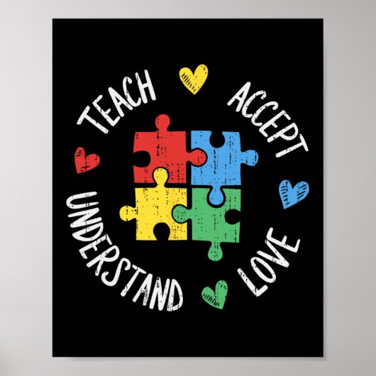 Autisme Bewustzijn Leraar Sped Teach Accepteer Beg Poster (Voorkant)