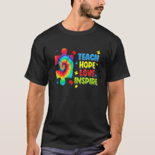 Autisme Bewustzijn Leraar Tie Dye Leer Hoop Liefde T-shirt