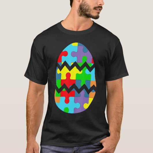 Autisme bewustzijn leuk Pasen ei puzzel T-shirt (Voorkant)