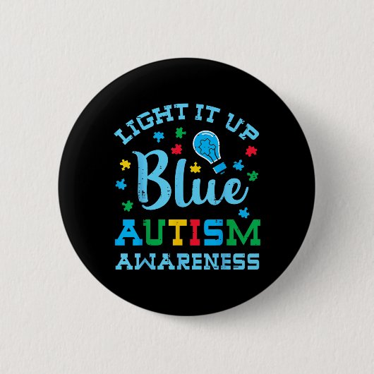 Autisme bewustzijn Licht Blauw ASD Ondersteuning V Ronde Button 5,7 Cm (Voorkant)