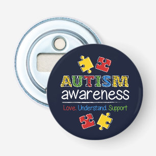 Autisme Bewustzijn Liefde Begrip Steun Button Flesopener