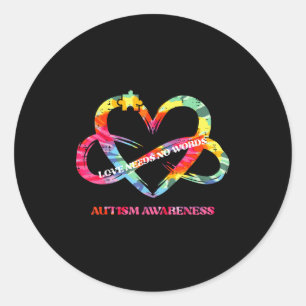 Autisme bewustzijn liefde heeft geen woorden Hart  Ronde Sticker