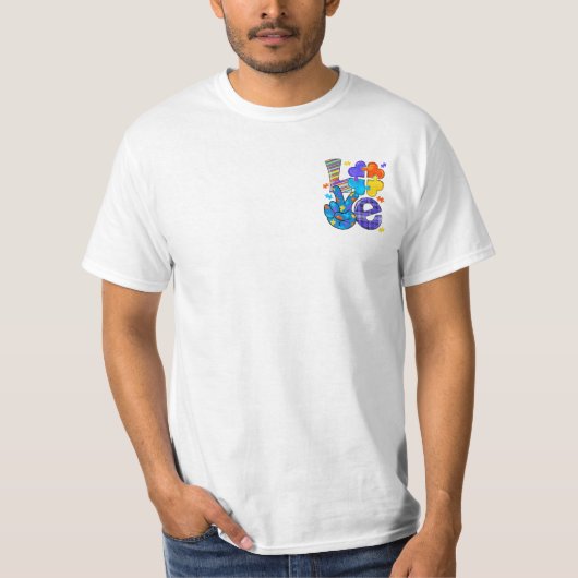 Autisme Bewustzijn Liefdesbrief Leuk Hart T-shirt (Voorkant)