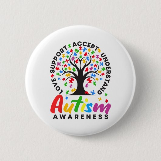Autisme Bewustzijn Liefdesondersteuning Accepteren Ronde Button 5,7 Cm (Voorkant)