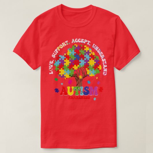 Autisme Bewustzijn Liefdesondersteuning Accepteren T-shirt (Design voorkant)