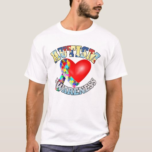 Autisme bewustzijn lint hart t-shirt (Voorkant)