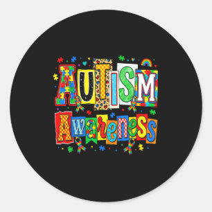 Autisme bewustzijn lint puzzel autisme steun ronde sticker