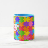 Autisme bewustzijn lint puzzelstukken mok (Midden)