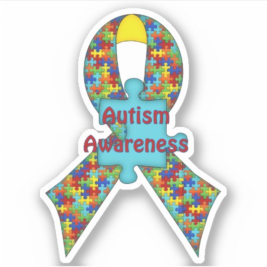 Autisme bewustzijn lint uitgestanste sticker decal (Voorkant)