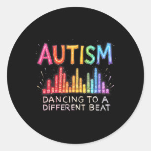 Autisme Bewustzijn Maand Autisme Dansen op een Ver Ronde Sticker