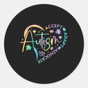 Autisme Bewustzijn Maand Hart Liefde Accepteer Ada Ronde Sticker