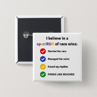 Autisme Bewustzijn Maand Marathon Autistische Hard Vierkante Button 5,1 Cm