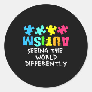 Autisme Bewustzijn Maand Steun Het Zien Van De Wer Ronde Sticker