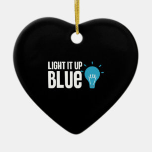 Autisme Bewustzijn Maand Steun Licht Het Blauwe Op Keramisch Ornament