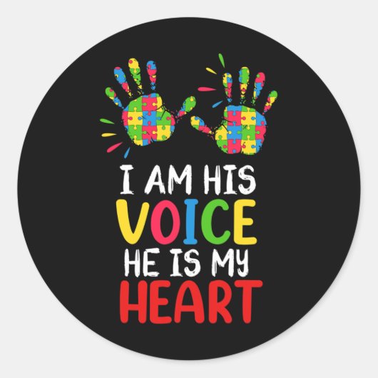 Autisme Bewustzijn Mam Pap Ronde Sticker (Voorkant)