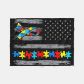 Autisme Bewustzijn Mama Papa Vlag Autistische Maan Fleece Deken (Voorkant (Horizontaal))