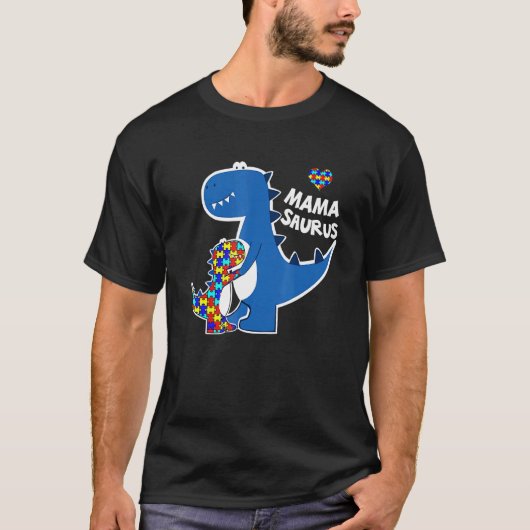 Autisme Bewustzijn Mama Saurus Dinosaurus Puzzel M T-shirt (Voorkant)