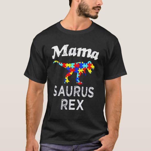 Autisme Bewustzijn Mama Saurus Rex T-shirt (Voorkant)