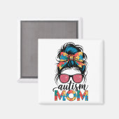 Autisme Bewustzijn Messy Bun Autisme Mama Coquette Magneet (Voorkant / Achterkant)