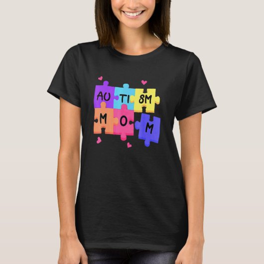 Autisme Bewustzijn Moeder Autisme Steun Puzzelstuk T-shirt (Voorkant)