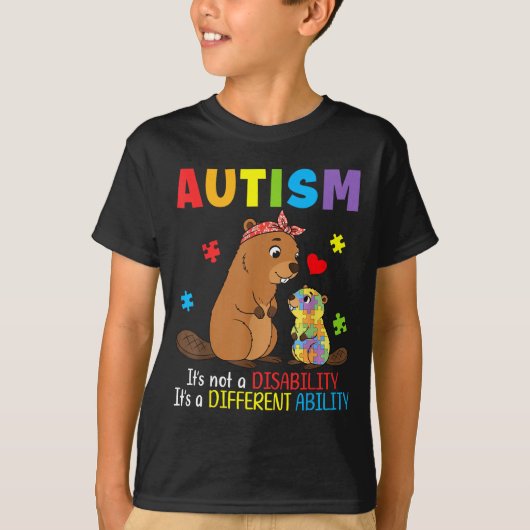 Autisme bewustzijn Moeder Bever Ander Vermogen S T-shirt (Voorkant)
