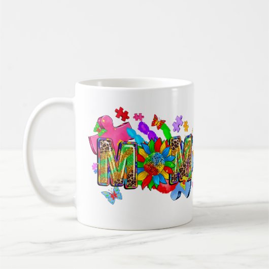 Autisme Bewustzijn Moeder Bloem Mok (Links)