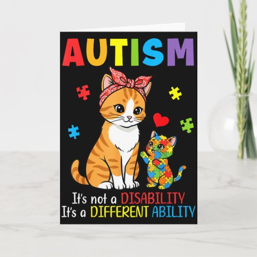 Autisme Bewustzijn Moeder Kat Verschillende Vaardi Kaart (Voorkant)