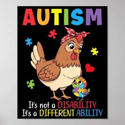 Autisme Bewustzijn Moeder Kip Verschillende Vaardi Poster (Voorkant)