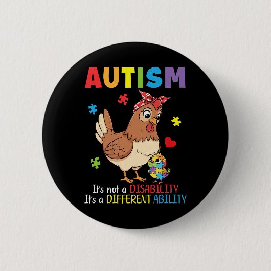 Autisme Bewustzijn Moeder Kip Verschillende Vaardi Ronde Button 5,7 Cm (Voorkant)