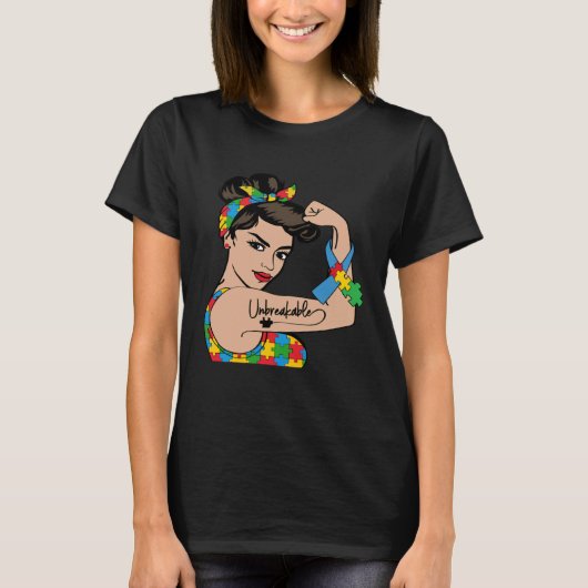 Autisme Bewustzijn Moeder Moeder Onbreekbaar Sterk T-shirt (Voorkant)