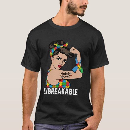 Autisme Bewustzijn Moeder Moeder Onbreekbaar Sterk T-shirt (Voorkant)