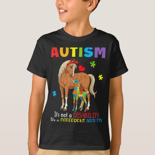 Autisme Bewustzijn Moeder Paard Verschillende Vaar T-shirt (Voorkant)