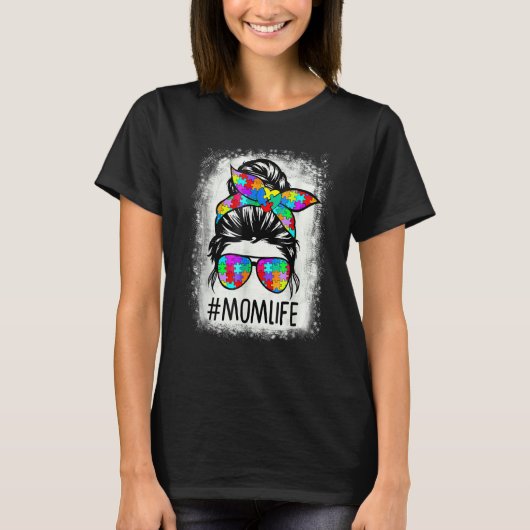 Autisme Bewustzijn Moederleven Rommelige Knot Puzz T-shirt (Voorkant)