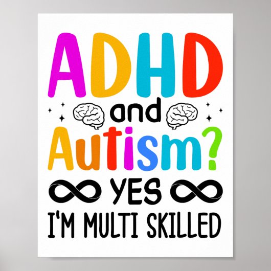 Autisme Bewustzijn Neurodivergent ADHD Poster (Voorkant)