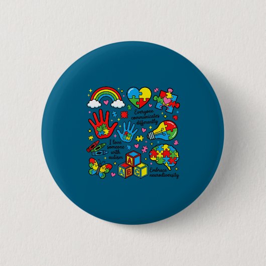 Autisme bewustzijn neurodiversiteit bewustzijn asd ronde button 5,7 cm (Voorkant)