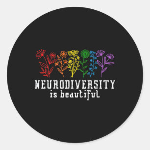 Autisme Bewustzijn Neurodiversiteit is prachtig AD Ronde Sticker