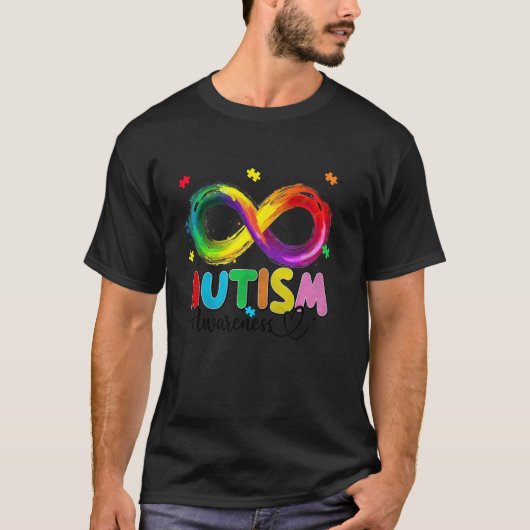 Autisme bewustzijn Neurodiversiteit Oneindigheidss T-shirt (Voorkant)