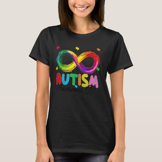 Autisme Bewustzijn Neurodiversiteit Oneindigheidss T-shirt (Voorkant)