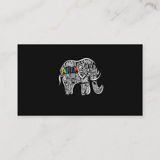Autisme Bewustzijn Olifant Visitekaartje (Voorkant)