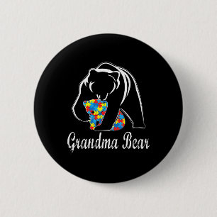 Autisme Bewustzijn Oma Beer Steun Autistische Volw Ronde Button 5,7 Cm