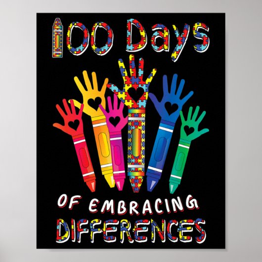 Autisme bewustzijn Omarm Verschillen 100 Dagen Van Poster (Voorkant)