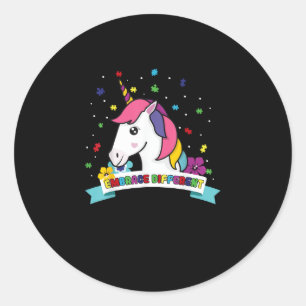 Autisme bewustzijn - Omarm Verschillende Eenhoorn Ronde Sticker