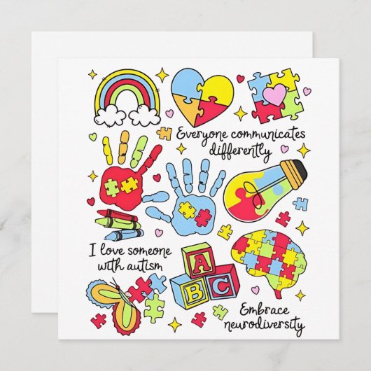 Autisme bewustzijn omarmen diversiteit neuro-inclu kaart (Voorkant / Achterkant)