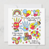 Autisme bewustzijn omarmen diversiteit neuro-inclu kaart (Voorkant)