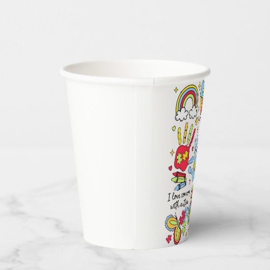 Autisme bewustzijn omarmen diversiteit neuro-inclu papieren bekers (Rechts)