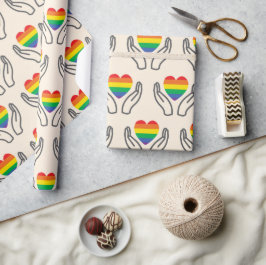 Autisme Bewustzijn Ondersteunende Handen Regenboog Cadeaupapier