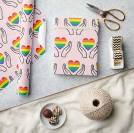 Autisme Bewustzijn Ondersteunende Handen Regenboog Cadeaupapier