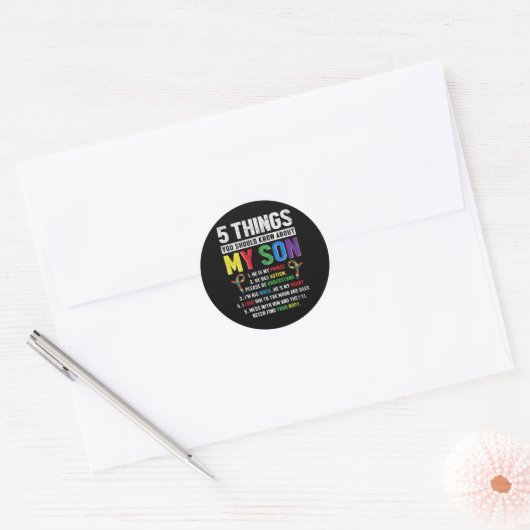 Autisme Bewustzijn Ondersteuning Autistisch Kind Z Ronde Sticker (Envelop)
