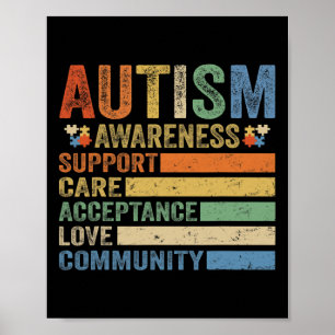 Autisme Bewustzijn Ondersteuning Zorg Acceptatie v Poster